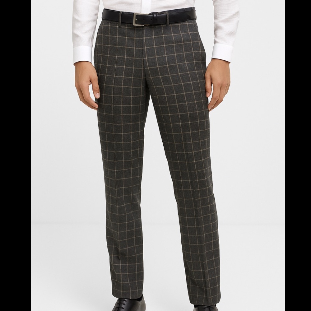 River Island Men's Gray Checkered Dress Pants - Picture 5 of 5